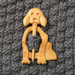 亚马逊爆款 Wooden brooch Retro Cute 木制胸针可爱动物个性别针