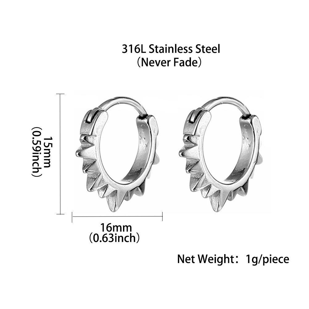 1 Piece Punk Geometric Titanium Steel Plating Men's Hoop Earrings display picture 3