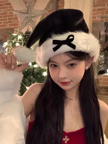 Christmas hat decorative bow Christmas gift red plush Christmas hat Internet celebrity Christmas gift arrangement