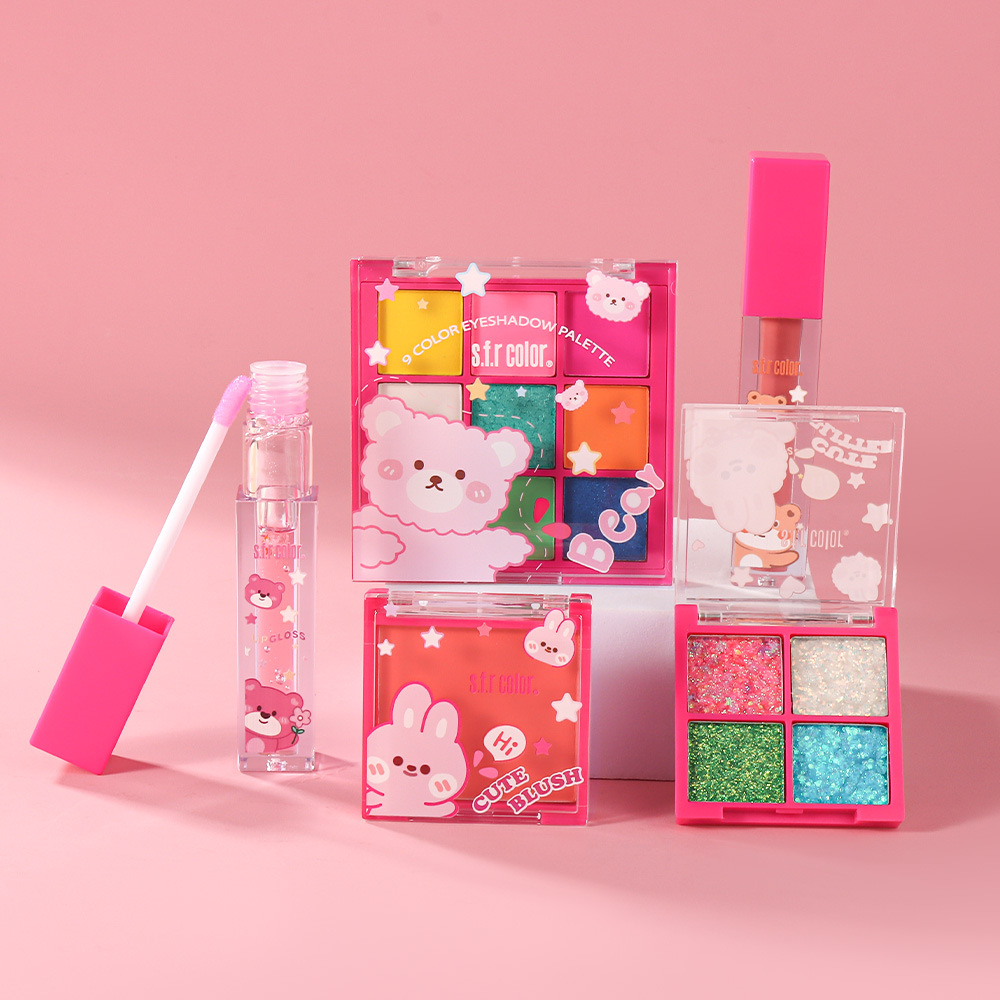 s.f.r color transfronterizo solo para la fábrica mayorista principiante adolescente maquillaje desnudo adorable oso caja de regalo set de maquillaje