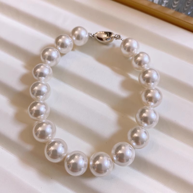 S925 Sterling Silver Ingot Clasp High-Quality Strong Luster Pearl Bracelet Light Luxury Natural Australian Mother-Of-Pearl Shell Popular Online Live Wholesale