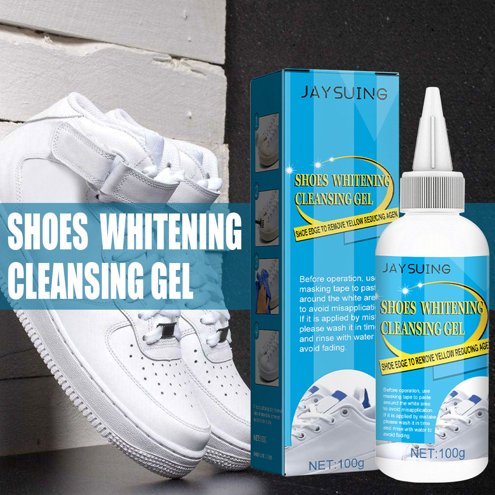 Jaysuing White Sneaker Cleaner, Shoe Whitening Agent, Wash-Free Shoe Edge Stain Remover, Brilliant White Magic Cleaner