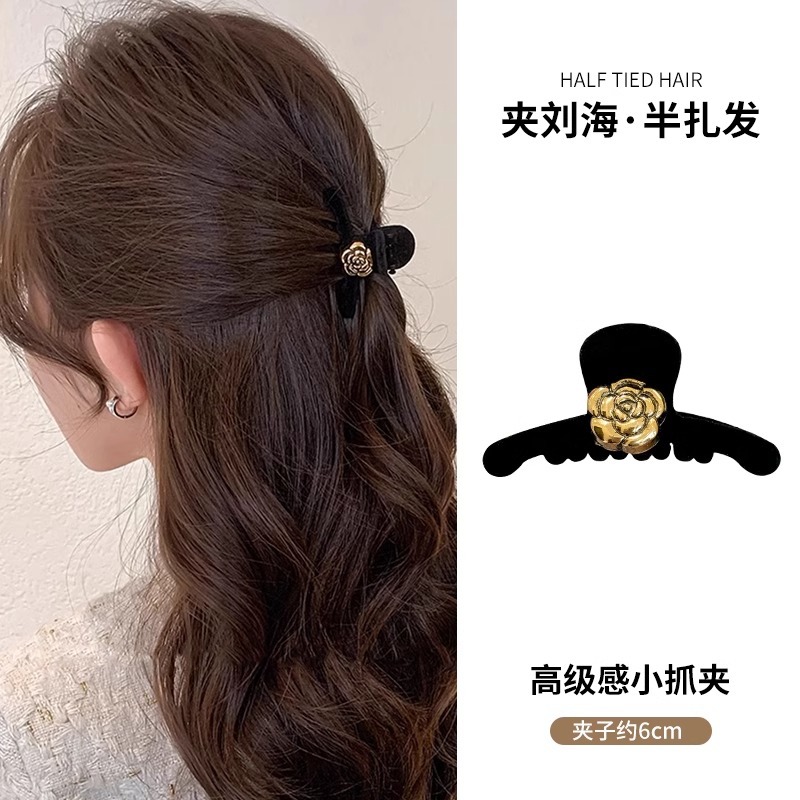 Perla ámbar pequeña clip de agarre para mujeres 2024 nuevo clip de cabello princesa cabeza bang clip de cabello roto clip de tiburón joyería para el cabello