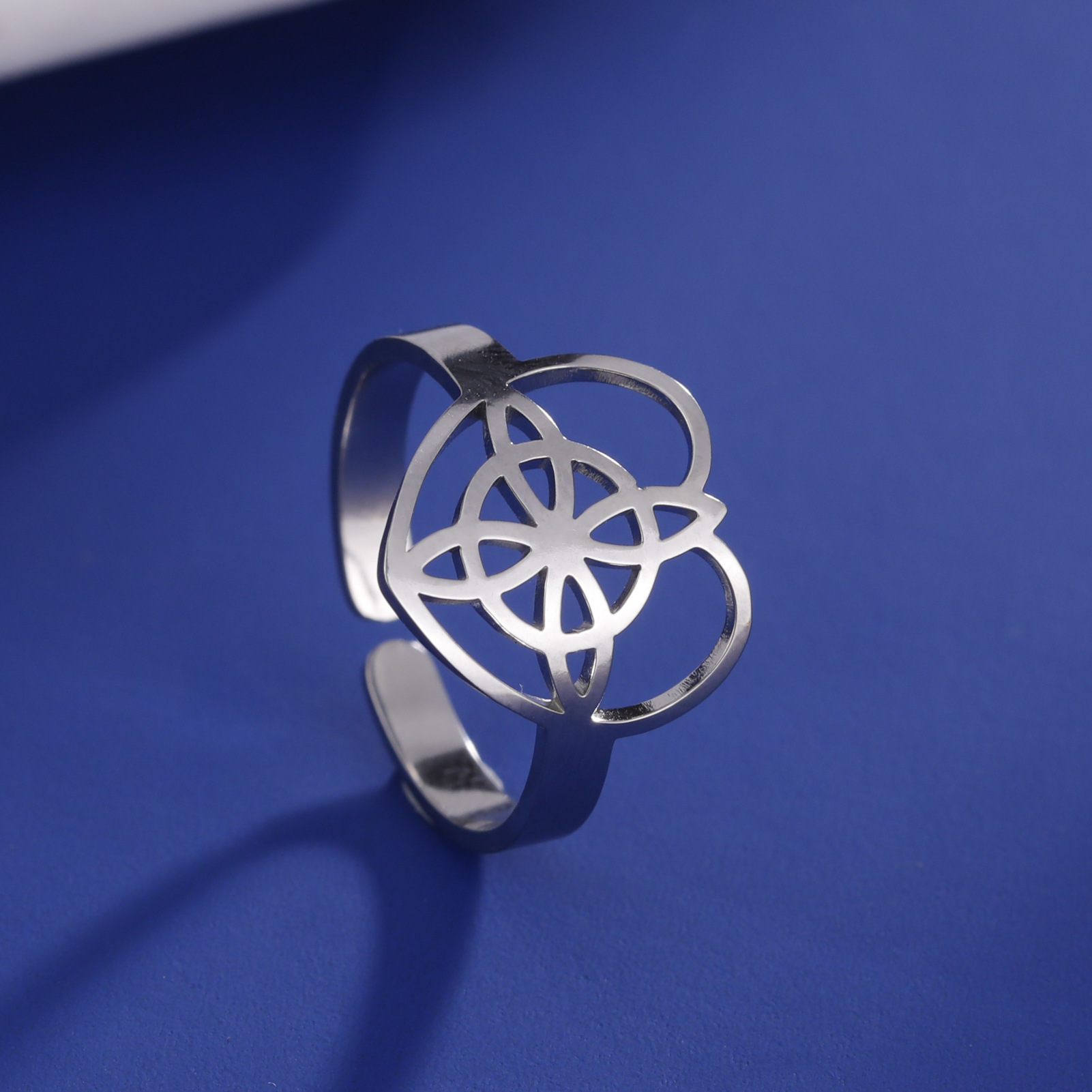 Unisex Gender Wholesale Jewelry Hip-Hop Retro Witches Knot Heart Shape 304 Stainless Steel Plating Rings