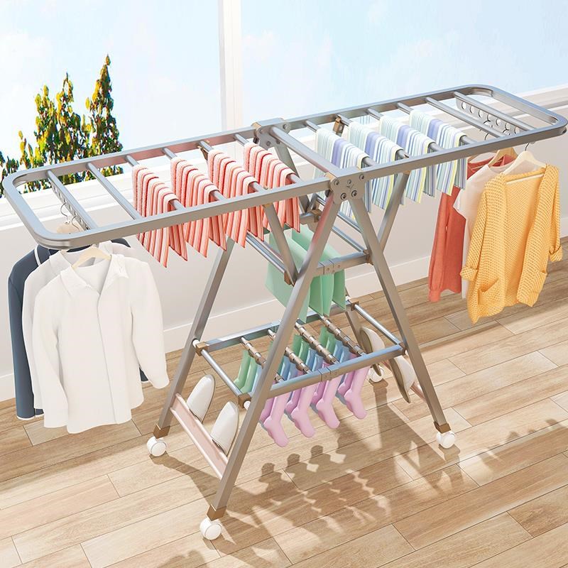 Stainless Steel Drying Rack Floor Folding Bedroom Balcony Drying Rack Household Folding Baby Drying Rack Drying Quilt