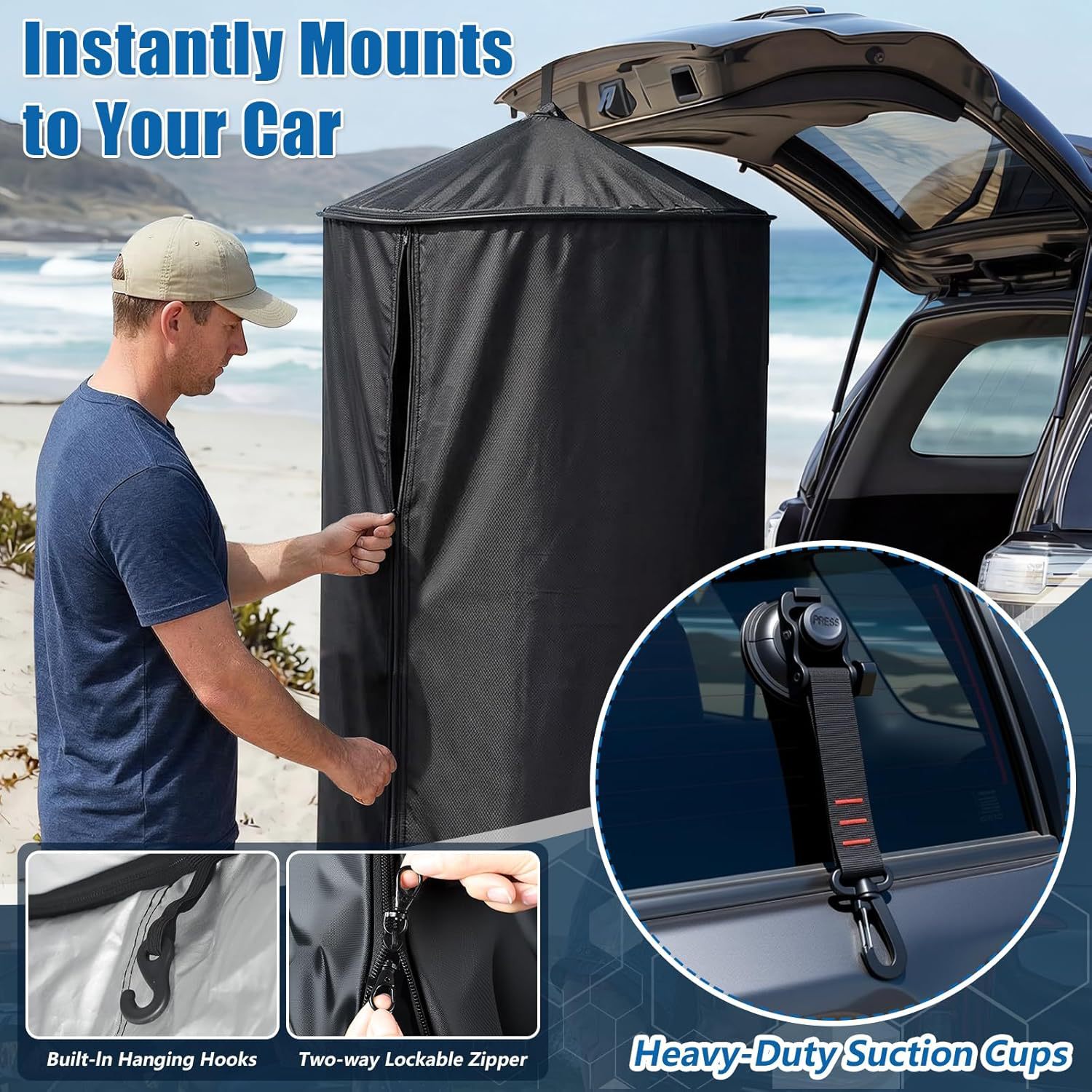 Cross-Border Outdoor Car-Mounted Changing Tent for Camping, Portable Shower and Bath, Easy to Set Up, Simple Changing Room and Toilet