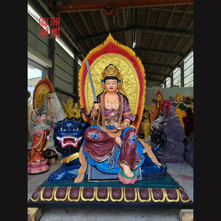 厂家直供黄铜彩绘供奉普贤菩萨佛像家居客厅桌面摆件带背光超大号