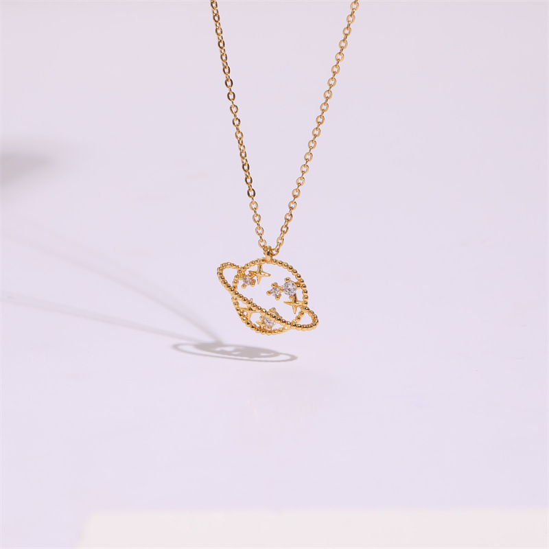 Fashion Geometric Star Copper Pendant Necklace Inlay Zircon Copper Necklaces 1 Piece