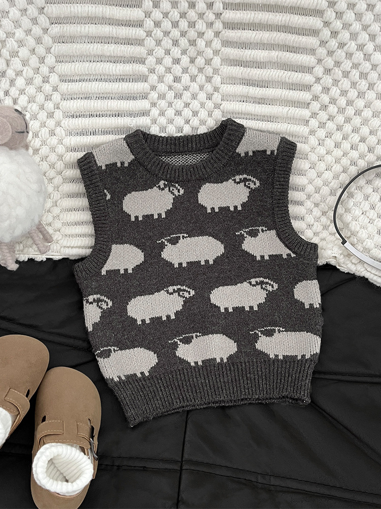 Suéter de niño nuevo estilo primavera y otoño estilo extranjero bebé moda bordado chaleco de punto guapo bebé chaleco pequeño