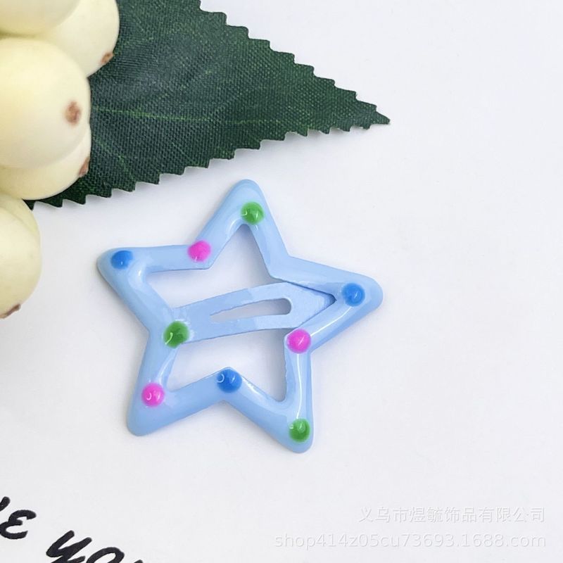 糖果色滴油星星发夹儿童五角星夹子BB夹碎发刘海夹手工发卡批发|undefined