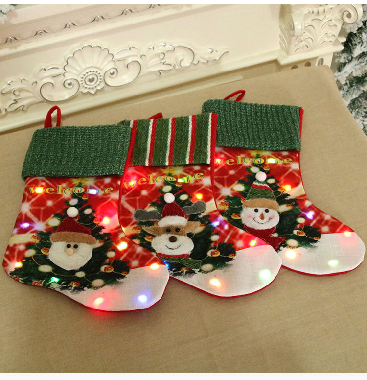 Nuevo Bolso Luminoso Grande Del Regalo De Las Decoraciones De La Navidad De Los Calcetines De La Navidad Del Led display picture 4