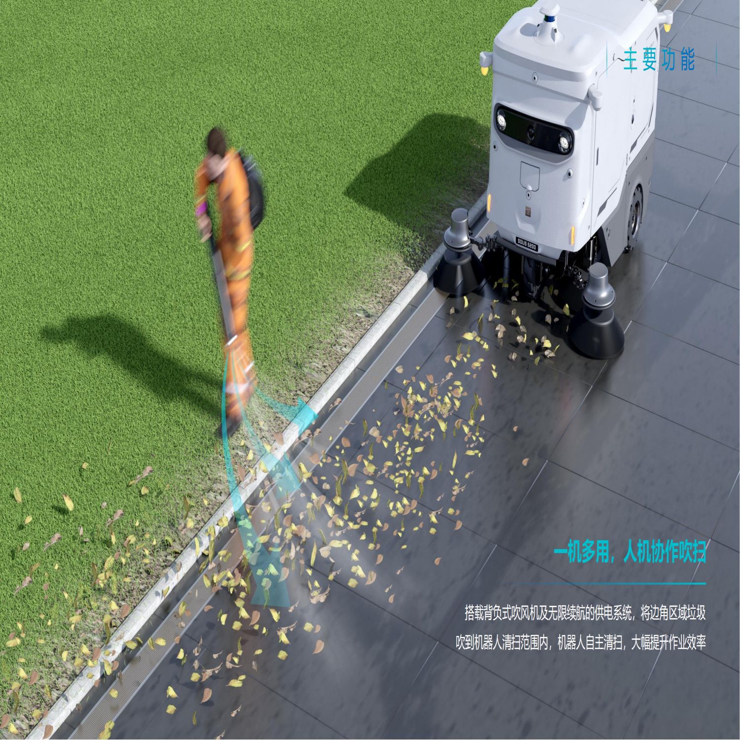 Robot de limpieza multifuncional al aire libre Sunshine S200 puede escalar cuesta con posicionamiento de alta precisión una máquina multifuncional