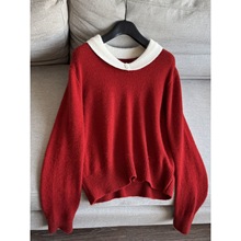 2026羊毛+兔毛撞色假两件复古羊毛衫 款毛衣打底衫批发H20FS33038