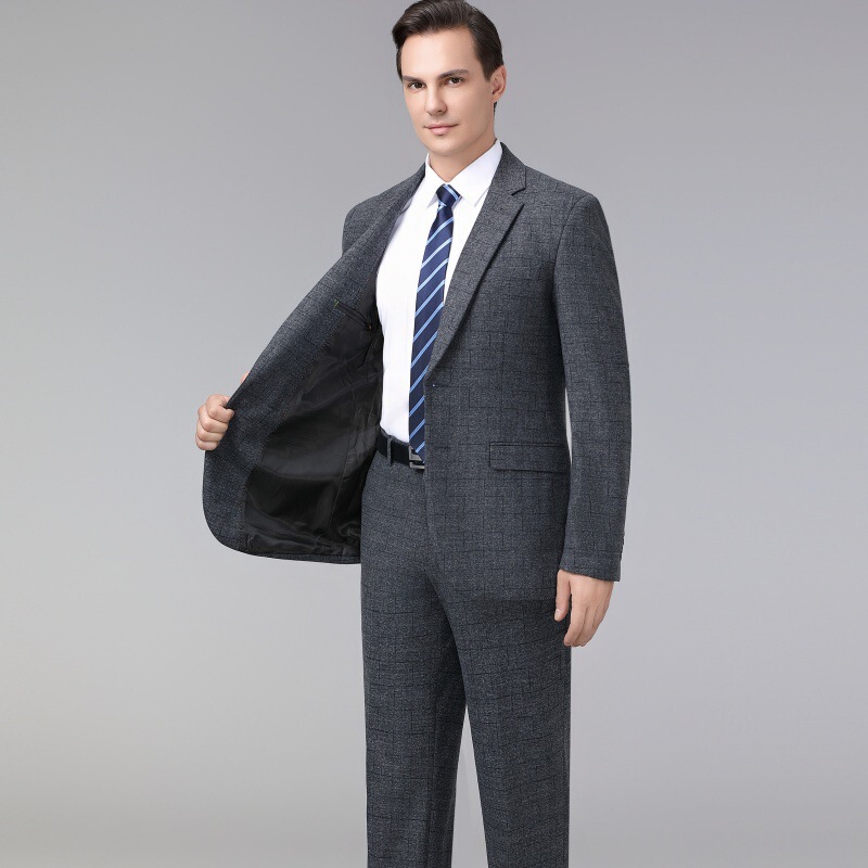 High-End Wool Suit Suit for Men, Autumn and Winter New Business Formal Suit, Middle-Aged Casual Dad Wool Jacket
