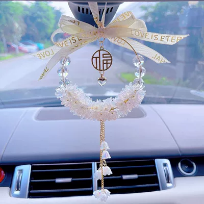 Fu Zi Car Pendant Suzuki Orchid Car Rearview Mirror Hanging Internet Celebrity Car Hanging Pendant Women's Car Decoration (Car hanging) - ivory-white-smooth-sailing-66-lily-of-the-valley-flowers