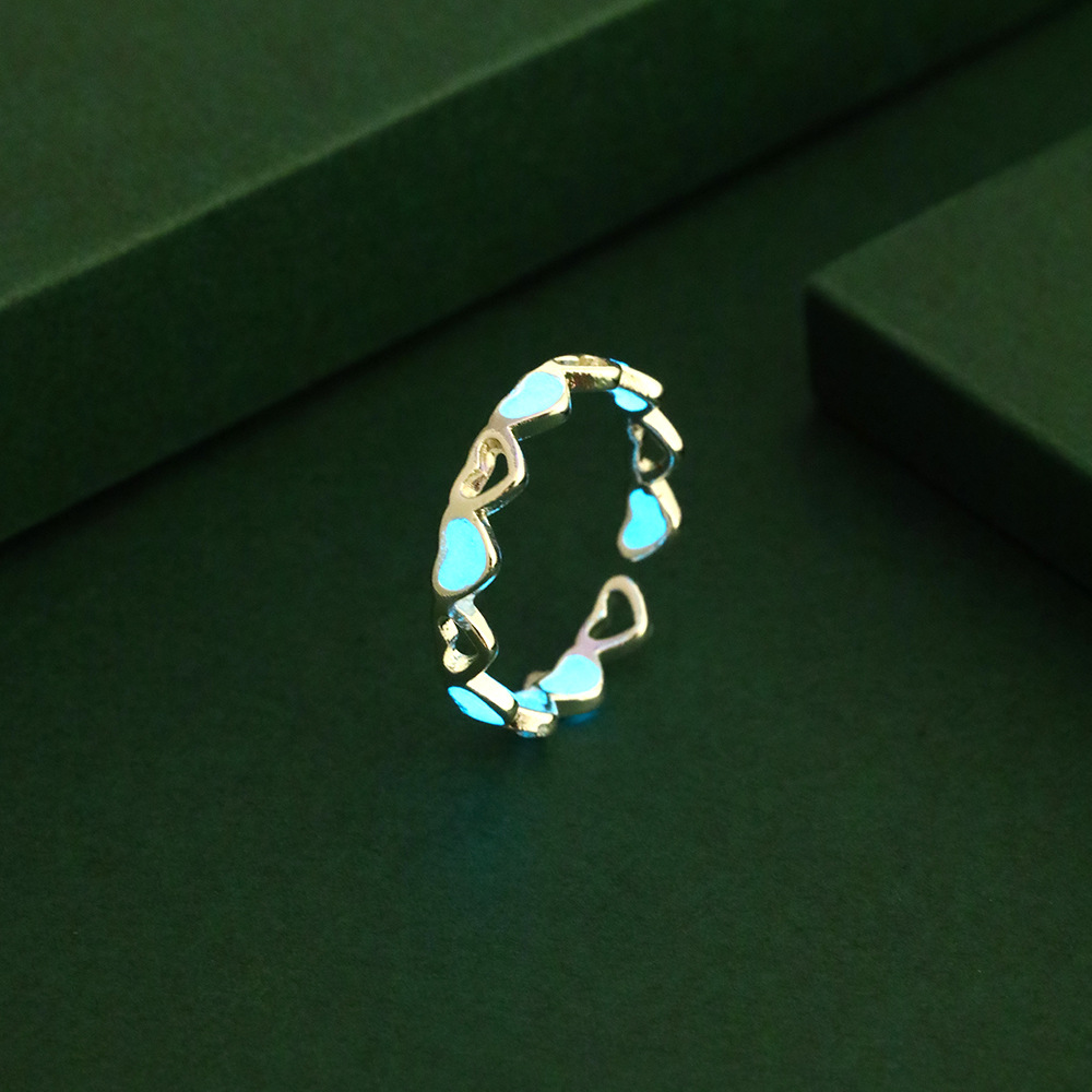 fashion luminous heart hollow ring wholesale Nihaojewelry