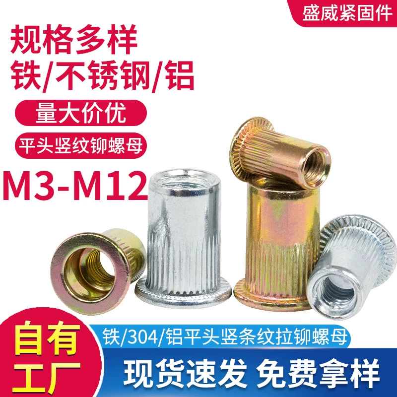 304 нержавеющая сталь заклепка гайка плоская головка внутренняя резьба M3-M12 сквозное отверстие гайка плоская головка вертикальная заклепка гайка