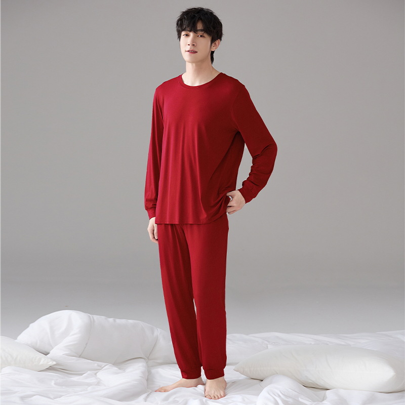 Pijamas modales para hombres primavera y otoño pantalones largos de mangas largas sueltos de tamaño grande verano para hombres simple set de ropa de casa gris