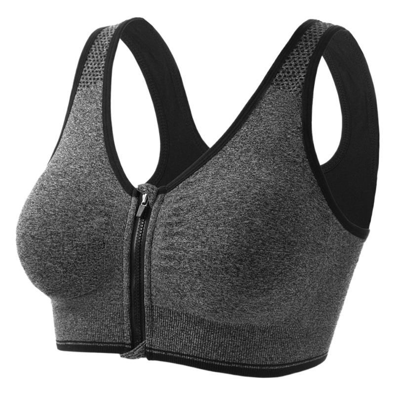 Front zipper sports bra professional shockproof breathable wireless running vest yoga sports underwear for women