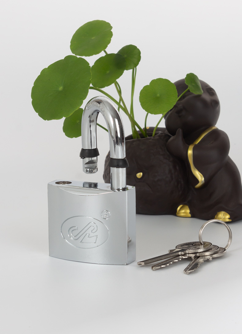 Factory customized single-line arc-shaped chrome-plated iron padlock, copper core padlock, foreign trade order padlock customization, packaging customization pic 7