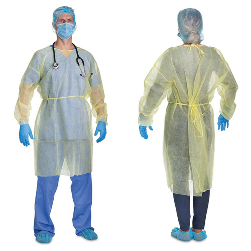 disposable isolation suit PP30g non-woven breathable water-repellent protective suit elastic reverse-wear yellow isolation suit