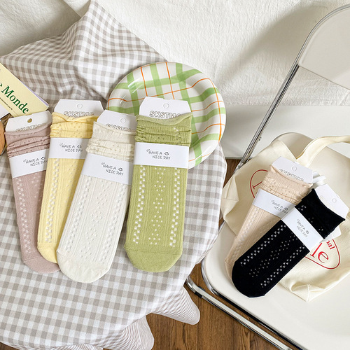 Dui Dui Socks Spring and Summer Mesh Medium Socks Japanese Women's Candy Color Thin Cotton Socks Zhuji Women's Socks Wholesale
