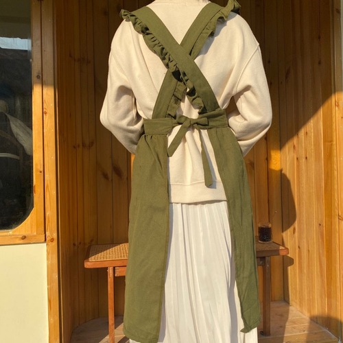 Foreign trade Korean version retro ruffled apron floral barista art smock milk tea barista manicure bib