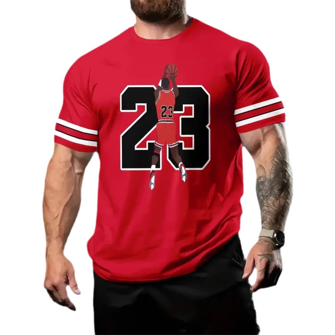Deportes malla suelta manga corta cuello redondo camiseta baloncesto No. 23 impresión 3D fábrica ventas directas AliExpress transfronterizo