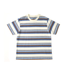 GDDQSDC 纯棉针织50年代美式复古彩色条纹短袖t恤男女款夏季上衣
