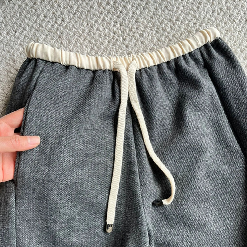 Color-block High Waist Casual Sports Pants Women's Loose Korean-style Grey Straight Pants Spring and Autumn New Trousers Cotton Slim Look Sweatpants