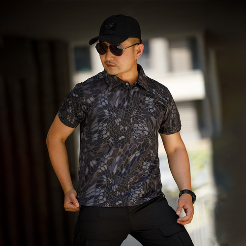 Revere Collar Quick-Dry Men's Sports Loose Summer Outdoor Clothing Special Forces T-Shirt Tactical Short Sleeve Military Fan T-Shirt