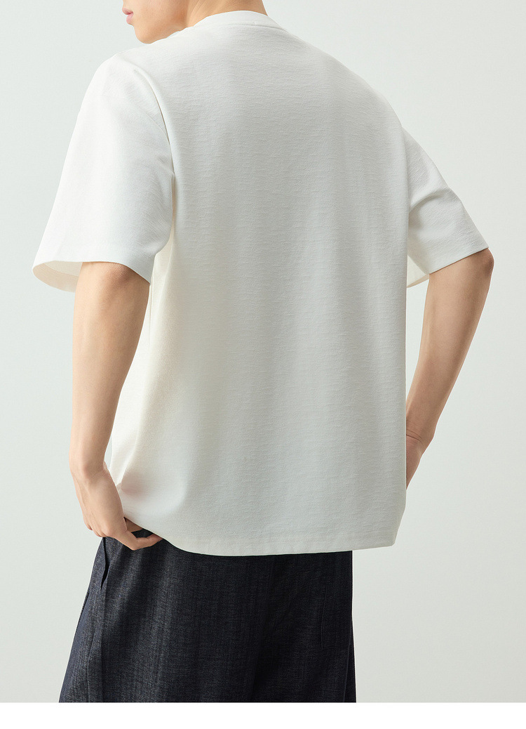 Áo thun nam ngắn tay cổ tròn chất liệu cotton pha, kiểu dáng cơ bản — đen chi tiết 18