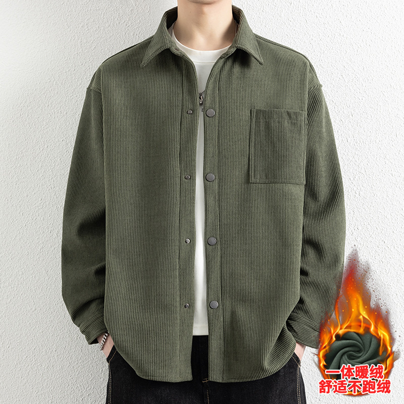 Vintage Old Money Style Corduroy Shirt for Men, Long Sleeve, 2026 Fall/Winter New Model, Integrated Fleece, Warm and Thickened Shirt Vintage Old Money Style Corduroy Shirt for Men, Long Sleeve, 2026 Fall/Winter New Model, Integrated Fleece, Warm and Thickened Shirt