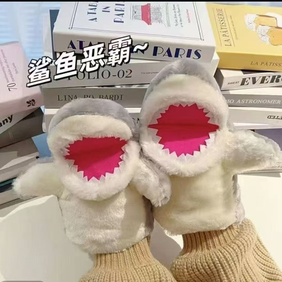 Birthday Gift Girl Toy Greedy Hungry Little Shark Doll Can Open Mouth Hand Puppet Gloves Plush Doll Doll