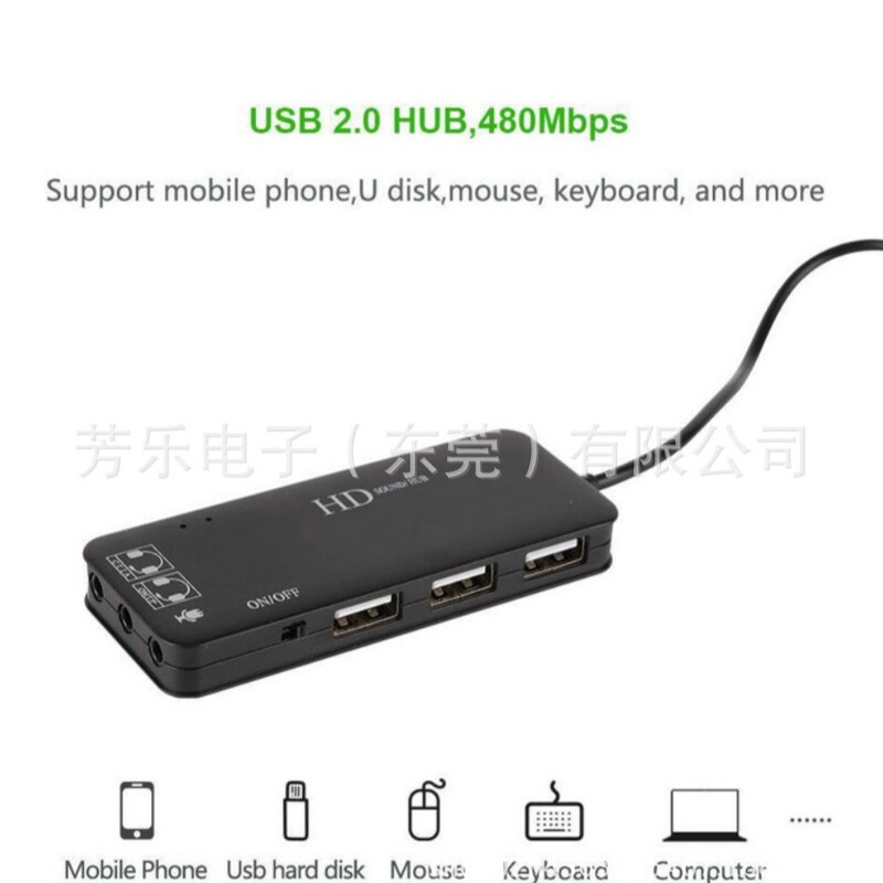 Docking station 2.0hub hub with 7.1 audio converter drive-free multi-function docking station cross-border Docking station 2.0hub hub with 7.1 audio converter drive-free multi-function docking station cross-border