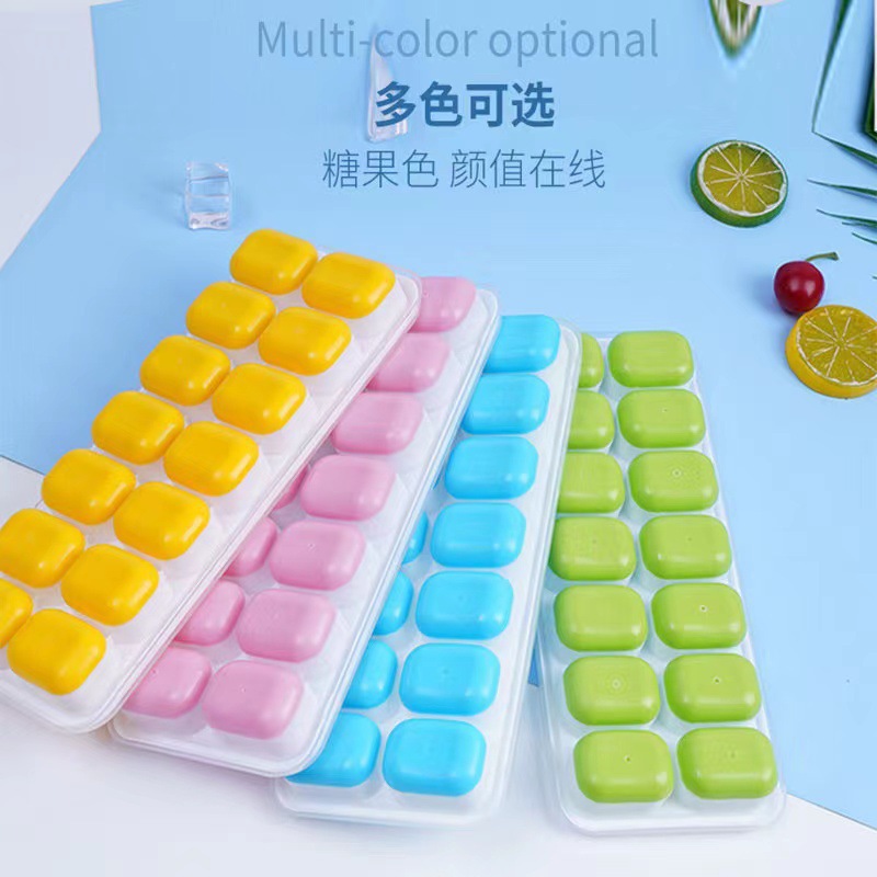 congelación rápida desmoldeo 14 grados de silicona fondo blando molde de hielo caja de hielo DIY molde de hielo con cubierta