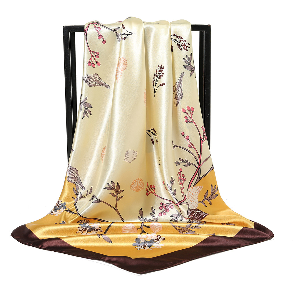 Women's Basic Lady Simple Style Flower Satin Printing Silk Scarf display picture 2
