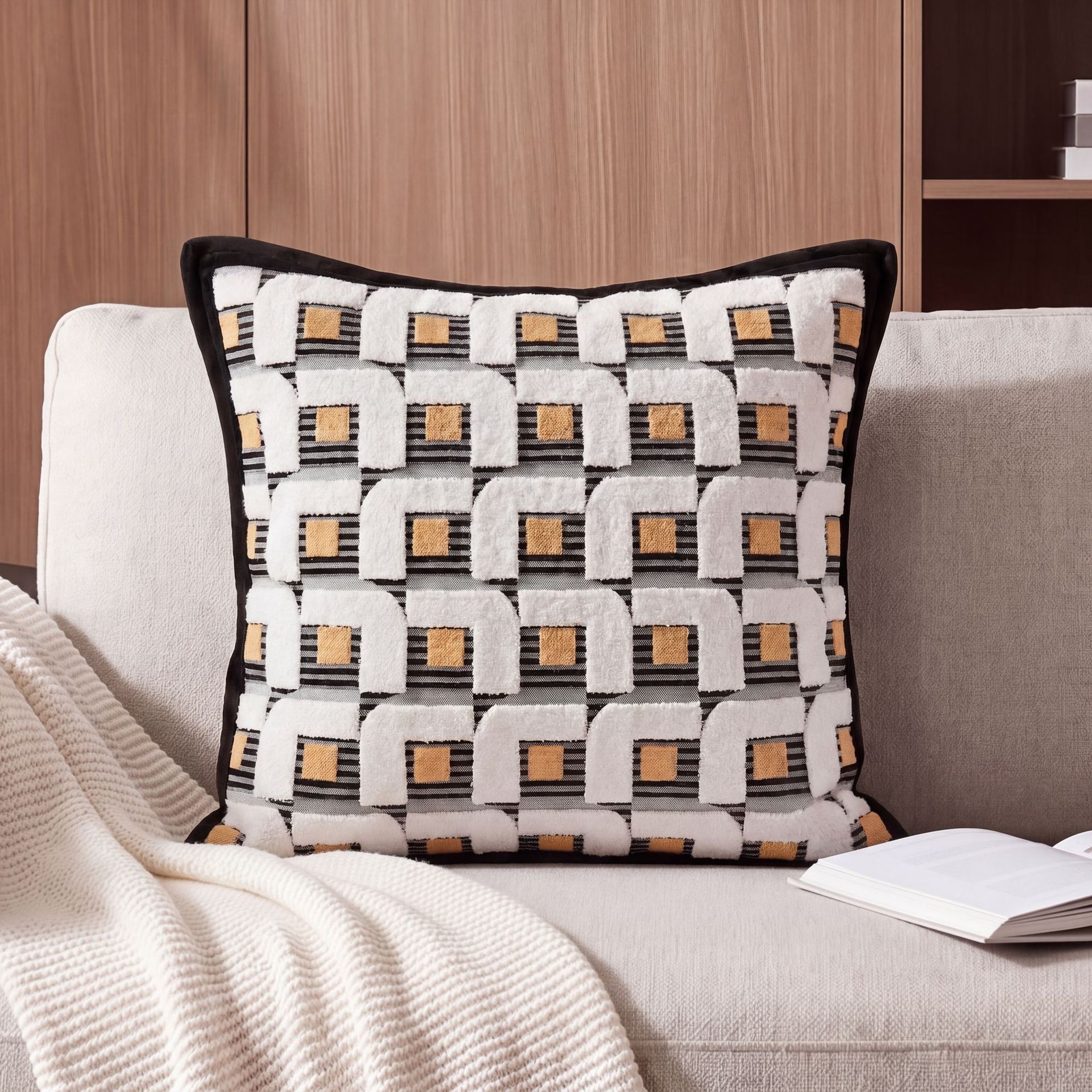 Nórdico de lujo ligero sofá almohada al por mayor almohada de sala de estar inwind jersey jacquard almohada transfronteriza un cabello