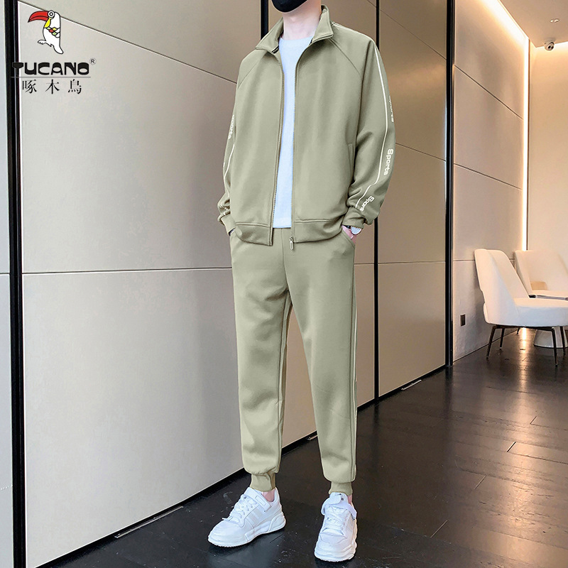 Woodpecker Classy Sports Suit Men's New Spring & Fall Cardigan Sweatshirt Jacket Casual Pants with a Set of Men's Clothing