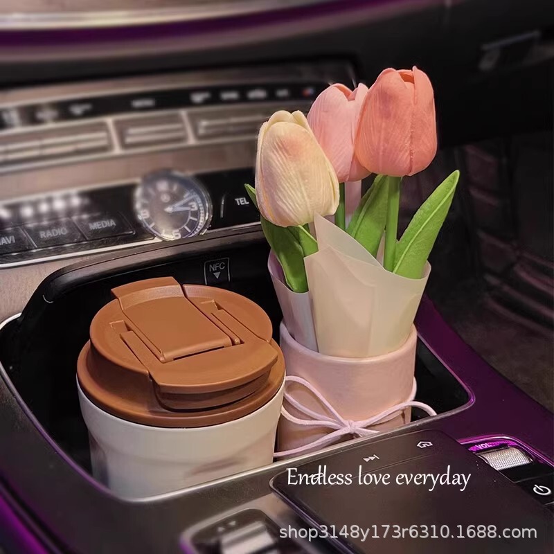 Car Ornaments Tulip Ins Style Cute Small High Sense Girl Car Accessories Interior Decoration