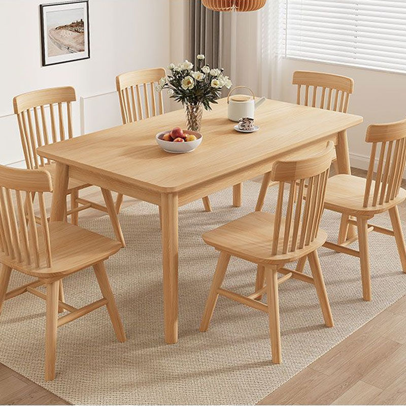 Mesa de comedor de madera maciza para uso doméstico, combinación de mesa y silla de troncos para apartamentos pequeños, mesa de comedor de restaurante simple, una pieza rectangular al por mayor