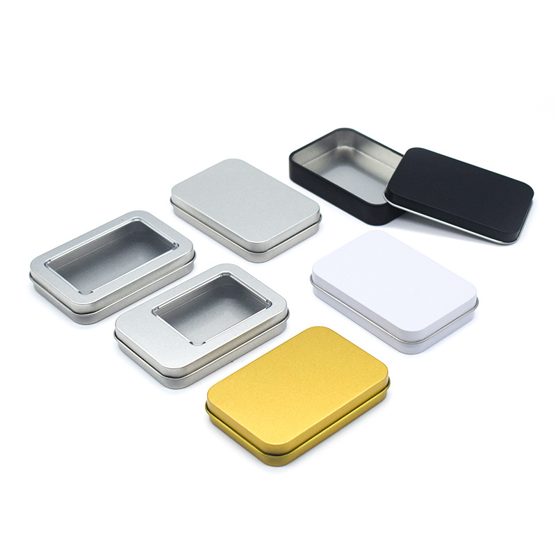 Caja de hojalata esmerilado portátil cortaúñas pequeño producto ventana caja de hierro embalaje insignia U disco conmemorativo caja de almacenamiento de monedas