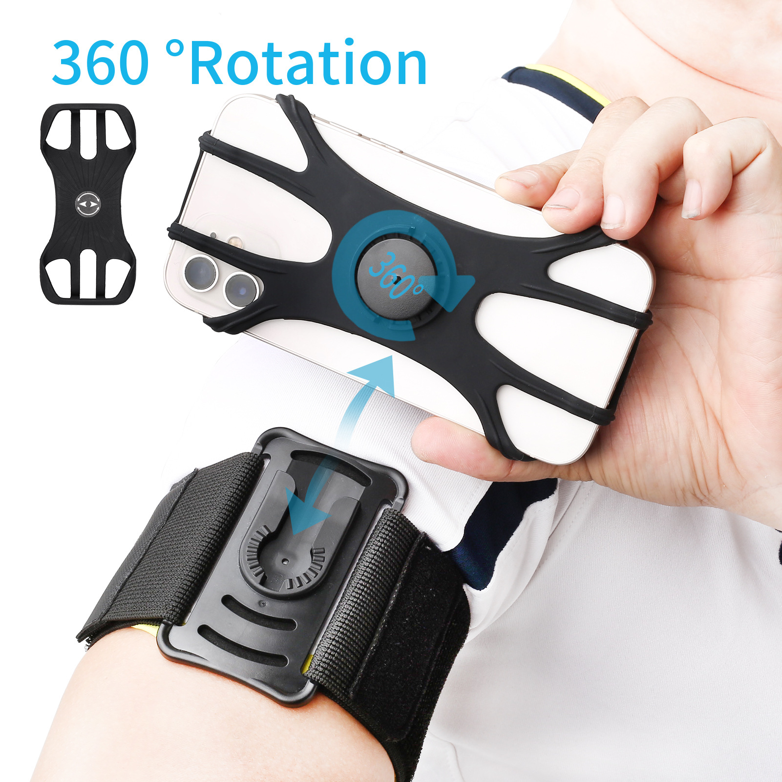 Upgraded version detachable rotating arm wrist strap sports running riding outdoor mobile phone case mobile phone bag arm bag comfortable F