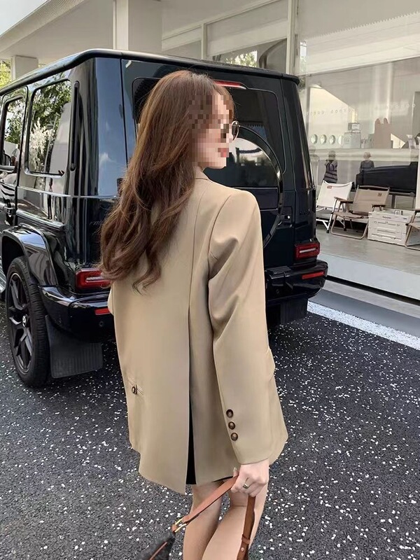 Spring and Autumn New Small Suit Jacket Women's Niche Design Korean Style Back Slit Casual Loose Suit