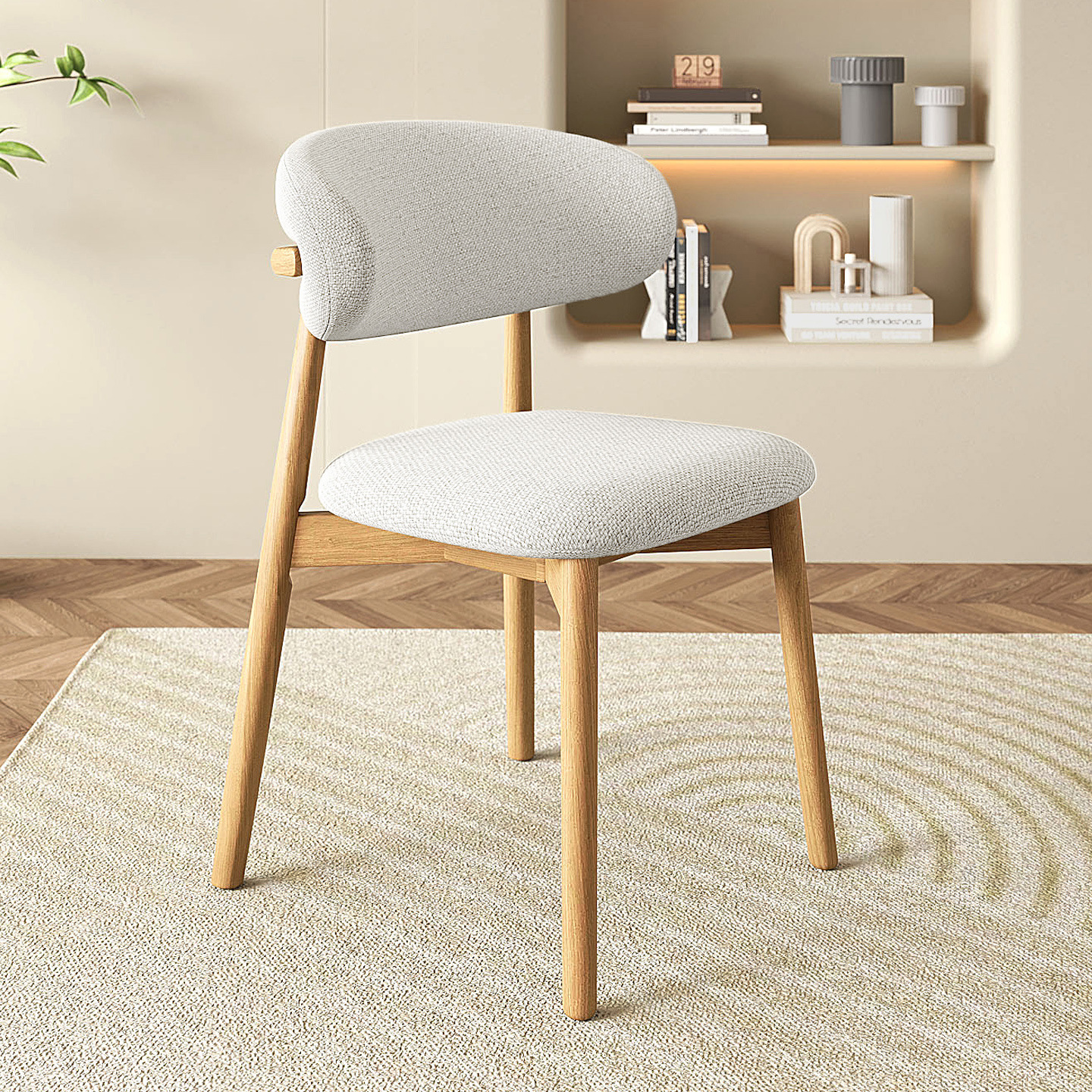 Silla de comedor de madera maciza moderna y simple nórdica, silla de comedor casera, silla de hotel, silla de respaldo de lujo ligera, silla de cornucopia
