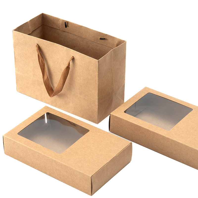 Neutral Tea Packaging Box Dahongpao Rock Tea Kraft Paper Window Simple Gift Box Empty Box Handbag