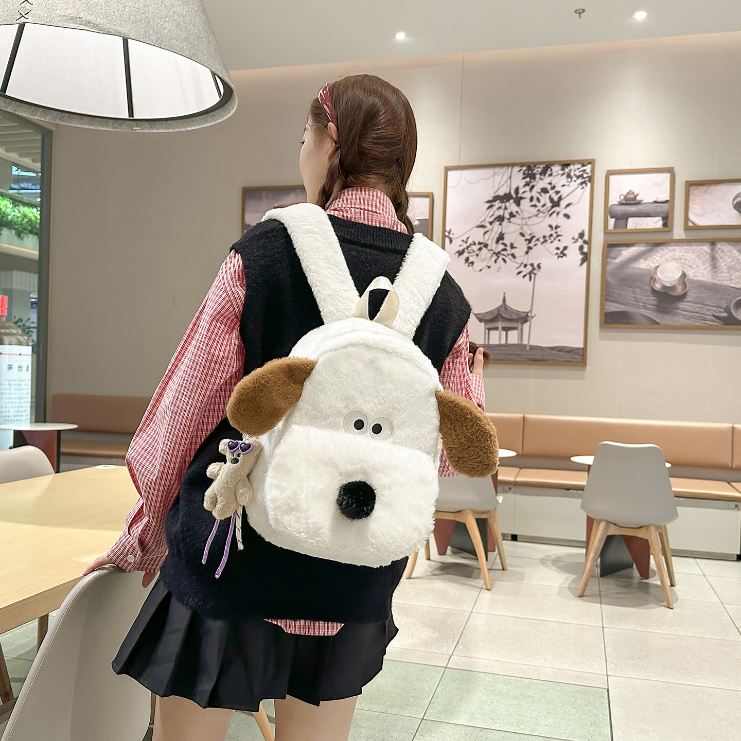 Mochila de peluche de dibujos animados, mochila de peluche de gran capacidad para estudiantes, mochila de clase, 2026 mochila de peluche de niña encantadora