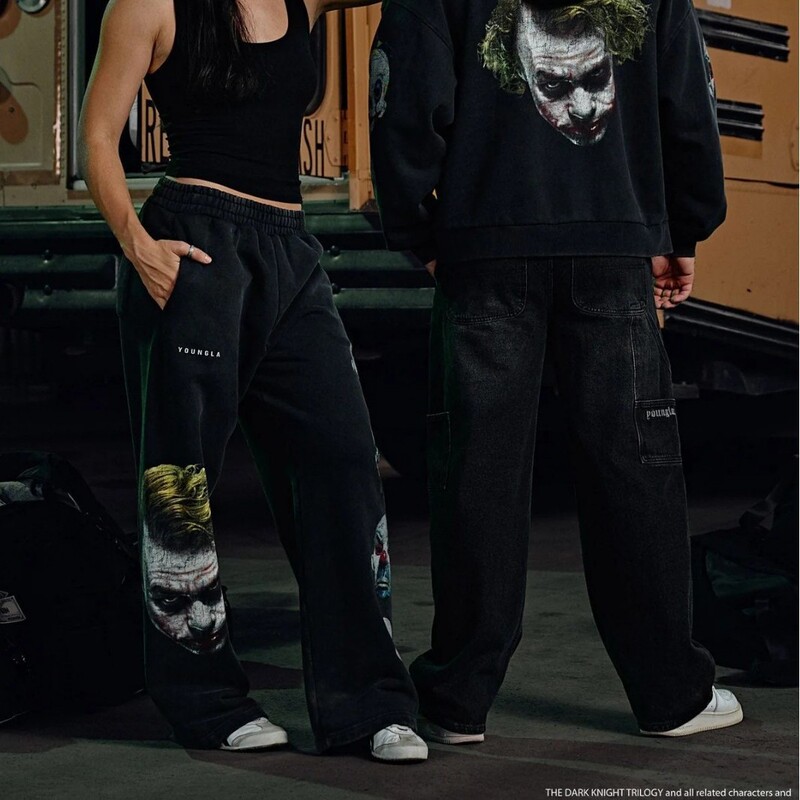 Oungla Collaboration with Batman Men's Sports Pants Jogging Fitness Cotton Printed Casual Straight-Leg Trousers