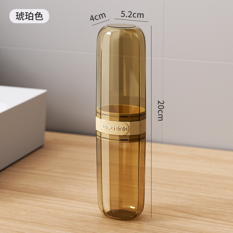 Vaso para enjuague bucal de viaje, cepillo de dientes portátil y soporte para cepillo de dientes, caja de almacenamiento transparente para artículos de tocador, práctico para viajes y salidas, a prueba de polvo