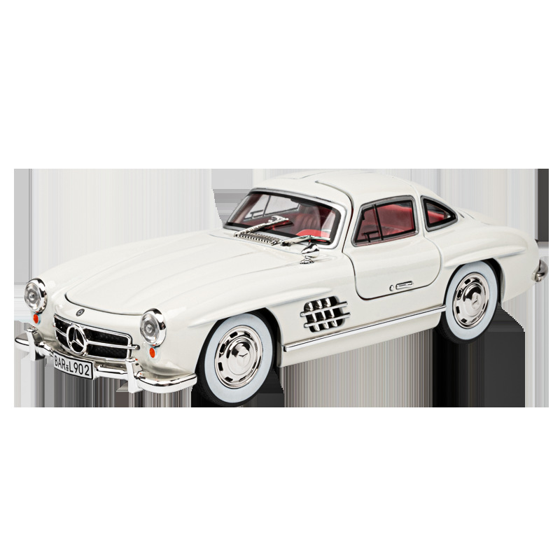 1:24 메르세데스-벤츠 300SL 클래식 자동차 합금 사운드 및 라이트 스티어링 자동차 장난감 모델 남성 장식품 도매 어린이 장난감